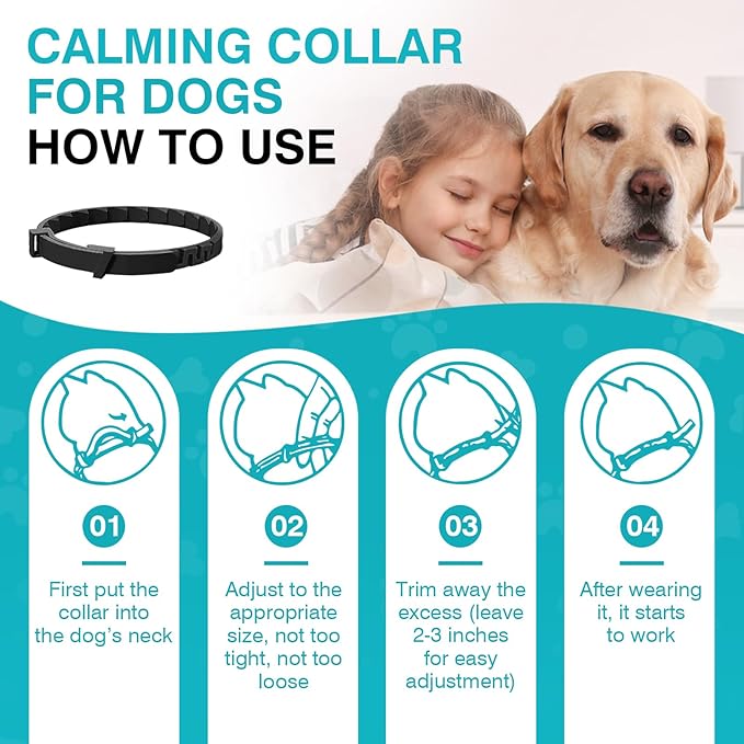 4-Pack Dog Calming Collars – 60-Day Pheromone Calming Collar for Small to Large Dogs, Adjustable 25-Inch Waterproof for Separation & Bad Behavior