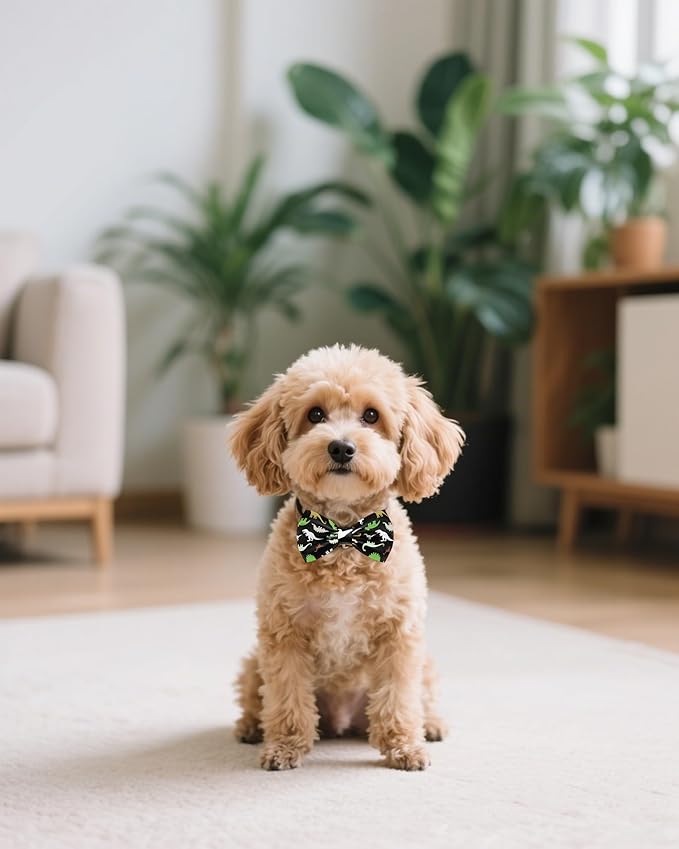PET SHOW 10 Pack Dinosaur Small Dog Bow Ties Sliding Collar Attachments Puppy Cats Bowties for Medium Dogs Bowknots Holiday Party Pet Grooming Accessories(Small)
