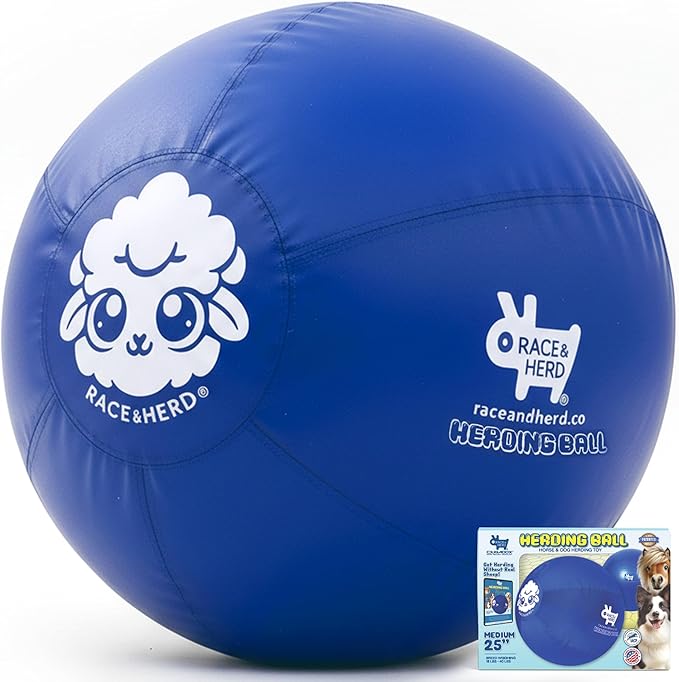 Race&Herd 25" Original XXL Herding Ball for Dogs Large - Herding Toys, Durable Outdoor Big Dog Herding Ball for Australian Shepherd, Corgis, Border Collie Ball & Other Medium to Large Breeds (Blue)