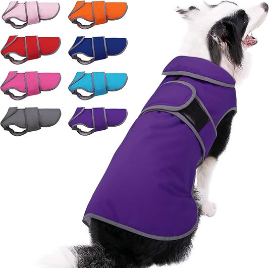 MIGOHI Warm Dog Coat Winter Dog Jacket,Waterproof Cold Weather Coats for Dogs,Fleece Jacket for Small Medium Large Dogs,Reflective Thick Fleece Vest with Leash Hole