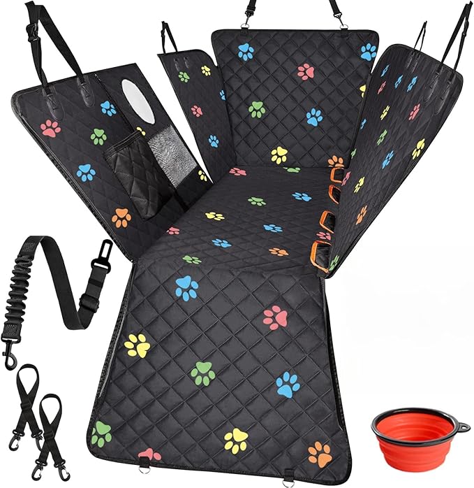 Dog Car Seat Cover for Back Seat 100% Waterproof Durable 600D 6-Layer Scratchproof Nonslip Pet with Mesh Window for Dog Hammock for Car Trucks and SUV