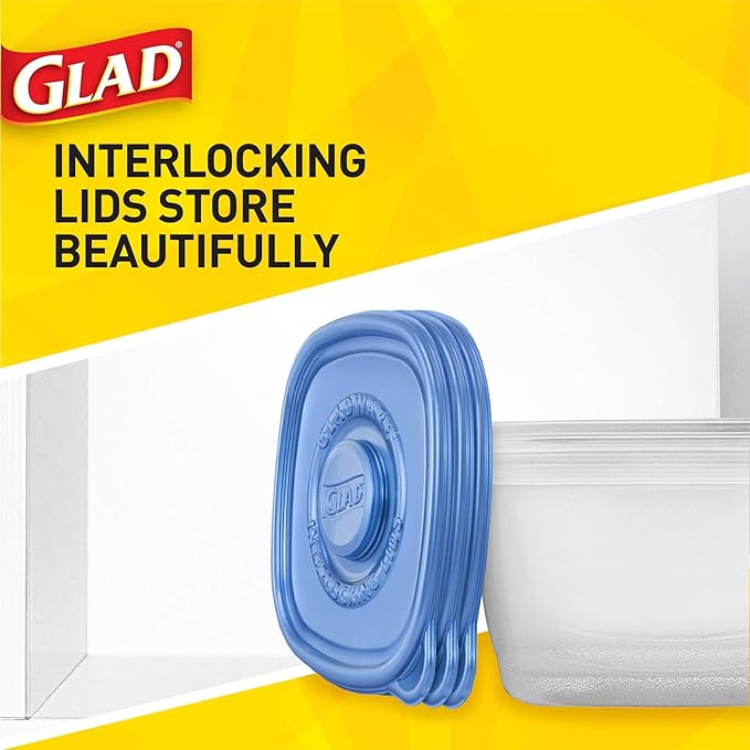 GladWare To Go Lunch Food Storage Containers | Easy to Use Glad Food Storage Containers, Round Food Containers, Medium Containers Hold up to 32 Ounces of Food, 4 Count Set (Pack of 6)