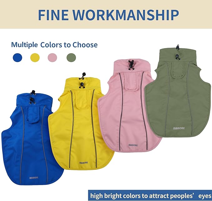 Adjustable Waterproof Dog Raincoat for Dogs,Lightweight Pet Rain Jacket Puppy Clothes with Reflective Strip for Small Medium Large Dogs (Army Green, XXX-Large)
