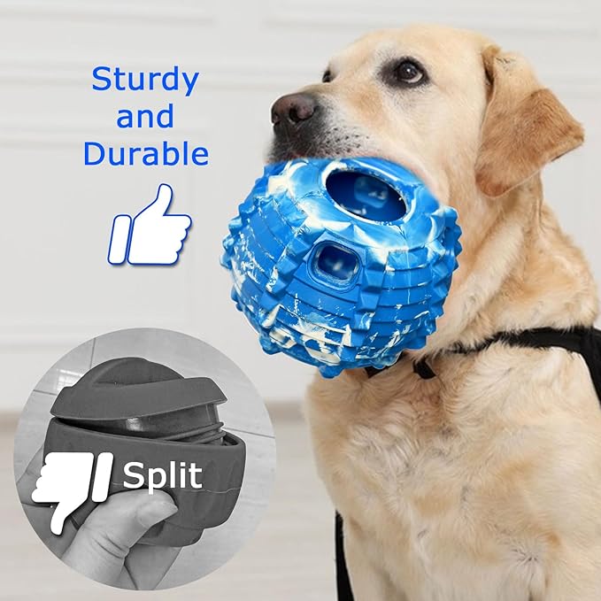 XHX Long-Lasting Interactive Dog Toy to Keep Your Pup Distracted - Safe for Dogs - Low-Mess Design - Dog Toys for XL Dogs 75 lbs and Up(Large, Blue and White)