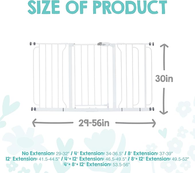 Regalo 56-Inch Extra Wide Baby Gate for Doorways, Hallways & Bottom of Stairs, Pressure Mount for Babies, Toddlers & Pets, Tested & Safe, American Designed, White