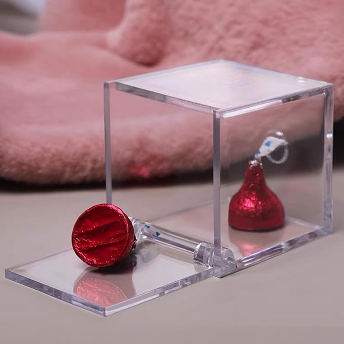KissYou Small Acrylic Box Clear Boxes with Lid Acrylic Hinged Lid Box Coffee Pod Holder Candy Contanier Transparent Lucite Square Cube