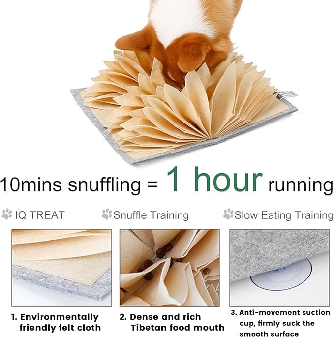 Snuffle Mat for Dogs,40 X 30Cm Sniffing Feeding Mat,Puppy Training Mat,Interactive Dog Puzzle Toy for Boredom and Stress Relief Encourages Dogs Natural Foraging Skills and Slow Feeding
