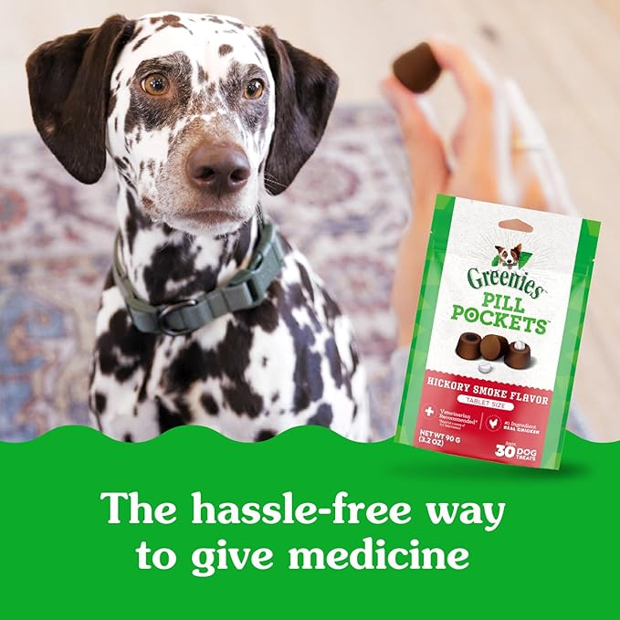 Greenies Pill Pockets for Dogs Small Size, Soft Dog Treats, Hickory Smoke Flavor, 3.2 oz. Pouch (30 Treats)