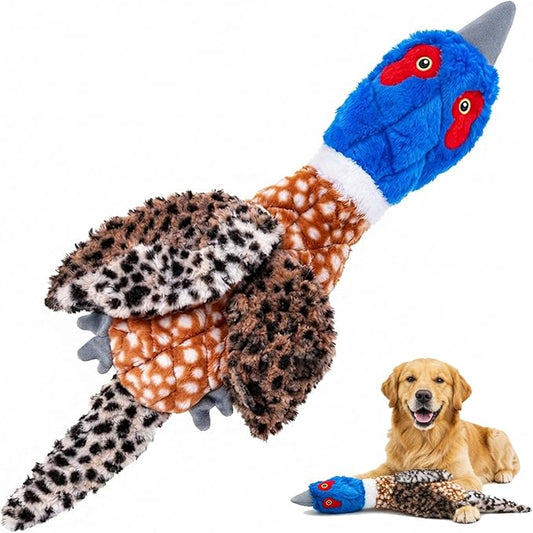 24” Jumbo Quilted Duck Dog Toy – Durable Tie-Dye Plush Bird with Double Squeakers & Crinkle Sound, No Stuffing Interactive Toy for Medium & Large Dogs