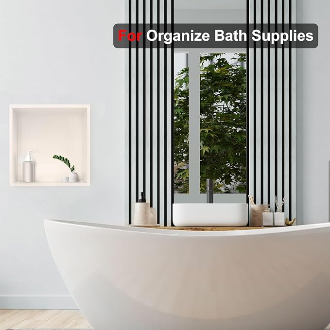Shower Niche, Stainless Steel Elegant Bathroom Niche, No Tile Needed Recessed Shower Shelf Organizer for Storage