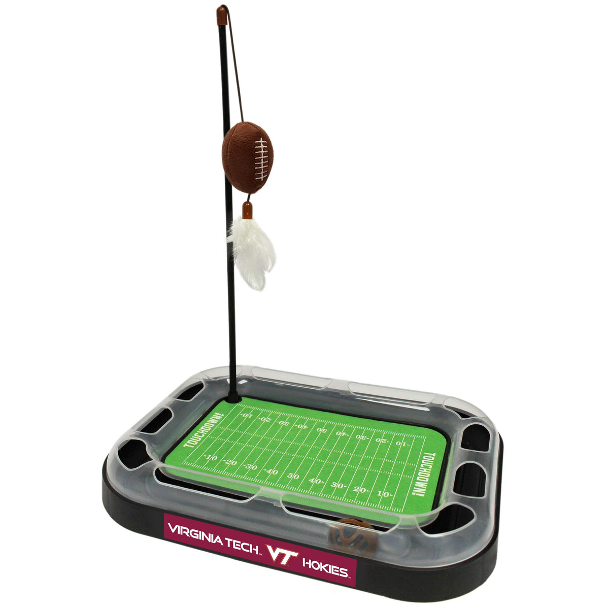 Pets First CAT Scratcher Toy with Catnip Filled Plush Football Toy & Feather Cat Toy Hanging with Jingle Bell Interactive Ball Cat Chasing 5-in-1 Kitty Toy