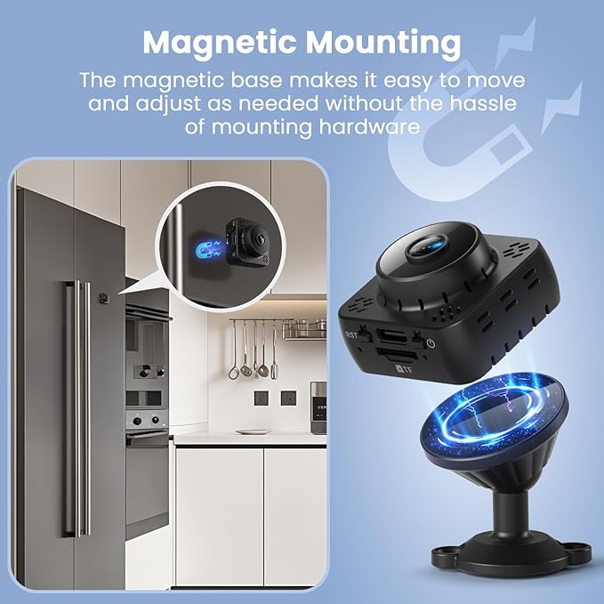 Hidden Camera, Mini Nanny Cam Wireless with Free Cloud Storage, WiFi & Offline Recording, Motion Detection & Night Vision for Home Security/Nanny/Pet/Baby Monitor