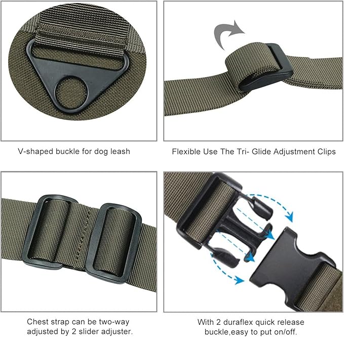 EXCELLENT ELITE SPANKER Tactical Dog Vest Training Military Patrol Service Dog Harness Easy Control Adjustable No-Pull Nylon Pet Harness with Handle for Small Medium Large Dogse(RGN-XS)