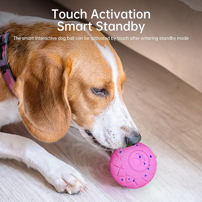 Interactive Dog Toys Dog Ball, Durable Motion Pet Toys for/Small/Medium/Large Dogs, Birthday Gifts, Automatic Moving, Bouncing and Rotating, E-TPU Material, IP54 Waterproof (Pink)
