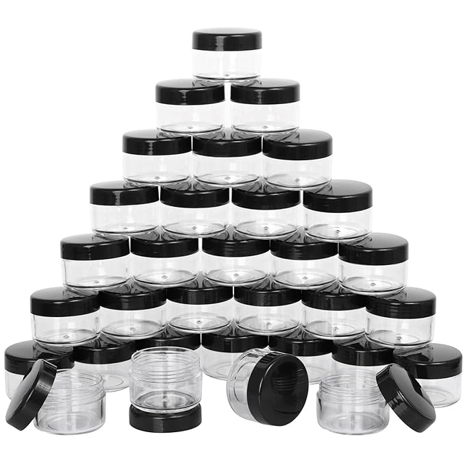 100 Count Small Sample Containers Makeup Jars 15 Gram Cosmetic Containers with Lids Black Traveling Jars Empty Bottles for Toiletries