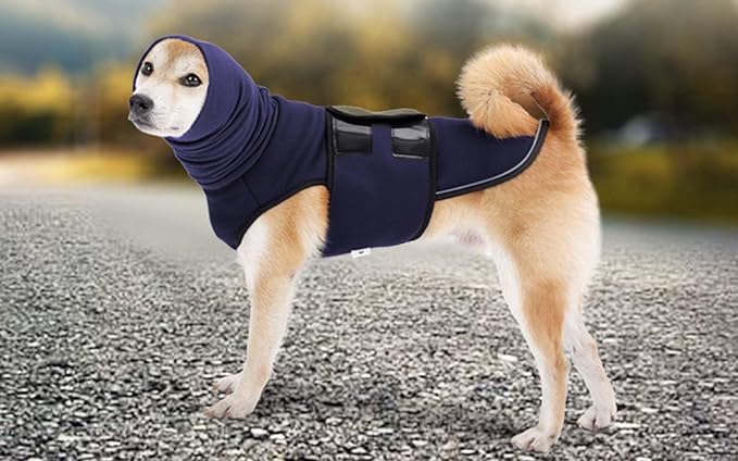 ROZKITCH Breathable Dog Calming Jacket, Anti-Anxiety Pet Vest for Storms, Fireworks, Travel & Separation, Adjustable Comfort Wrap NavyBlue XS