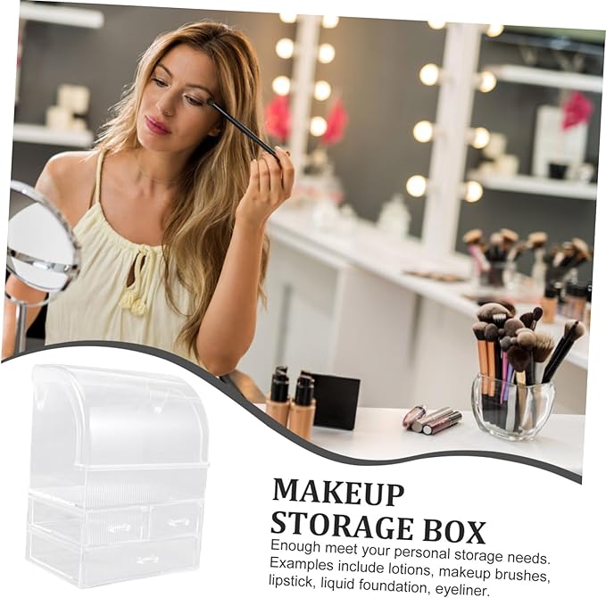 Extra Large Acrylic Makeup Organizer Box with Drawers Stylish Desktop Storage for Cosmetics Jewelry Accessories Transparent Design for Easy Access and Tidy Spaces