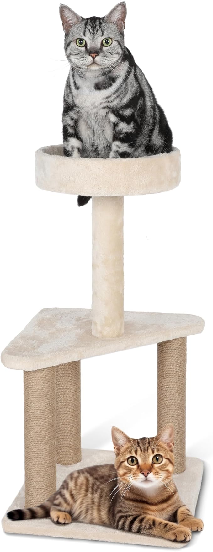 Cat Tree with Sisal Covered Scratching Post, 31.8 Inches Cat Tower with Plush Perchesfor Indoor Cats,15.7 x 31.8 Inches, Furniture Protect，Beige