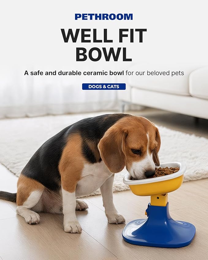PETHROOM Well Fit Dog Bowl – Durable Ceramic Cat & Dog Food and Water Bowl, Non-Slip Silicone Base, Easy to Clean, 6.2 × 6.2 × 2.0 in, Pink
