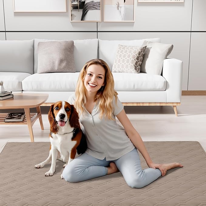 Smiry Waterproof Dog Blanket, 82x120 Inch Soft Pet Bed Cover Reversible, Washable Sofa Couch Furniture Protector for Small Medium Large Dog Puppy Cat, Geometric, Taupe/Beige