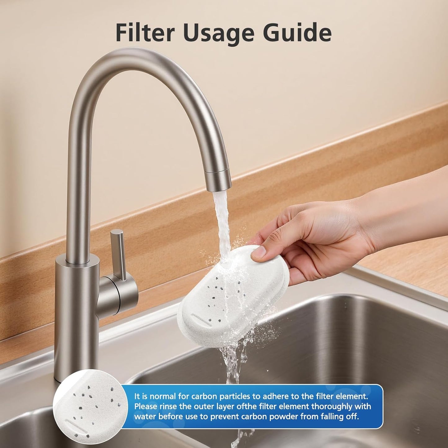 Cat Water Fountain Filter Replacement – 50 Pack (25 Filters + 25 Sponges) for 3.2L & 2L Stainless Steel Dispensers
