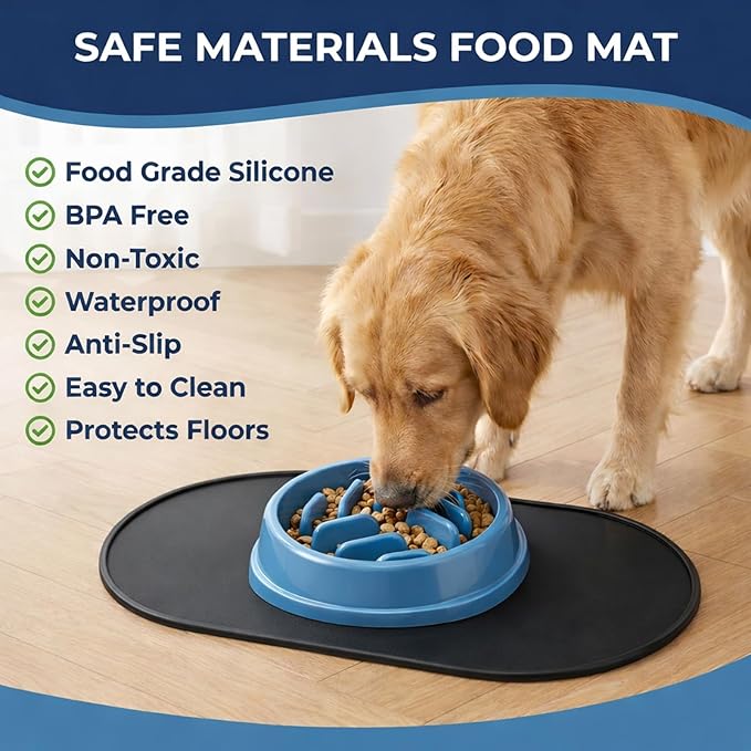 4PCS Slow Feeder Dog Bowl Set with Mat & Feeding Ball, Slow Feeding Dog Bowl to Slow Eating, Puppy Slow Feeder Bowl for Small Dogs, Dog Bowls with Slow Feeder, Easy Clean