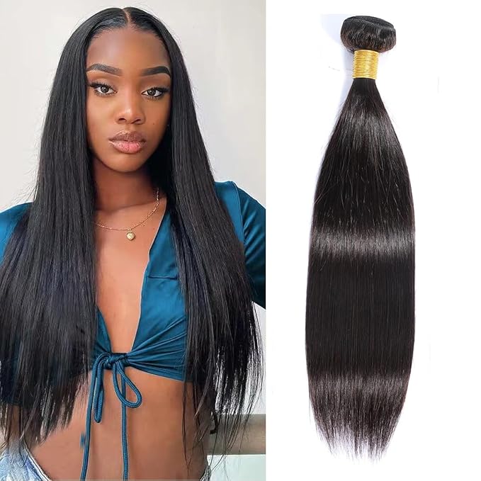 Straight Bundles Human Hair 12A Human Hair Bundles 100g Straight Hair 18 Inch 100% Unprocessed Brazilian Virgin Raw Weave Human Hair Extensions Natural Black for Women