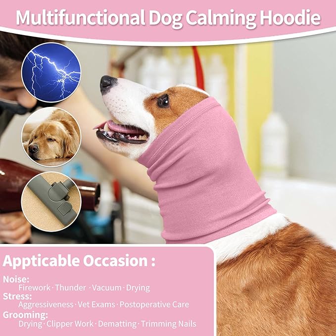 Nanaki Dog Calming Hoodie with Ear Wraps for Anxiety Relief - Ear Protection for Dogs during Fireworks, Warp, or Grooming
