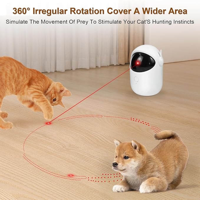 Automatic Cat Laser Toy Interactive 5 Speed Modes with Timer Rechargeable Cat Toys for Indoor Cats/Kitten/Dogs