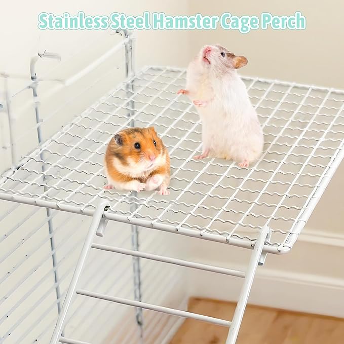 BNOSDM Rat Cage Platform with Ladder 4 PCS Small Animals Cage Accessories Metal Guinea Pig Climbing Toy for Sugar Glider, Chinchillas, Squirrel, Gerbils, Mouse Standing Jumping