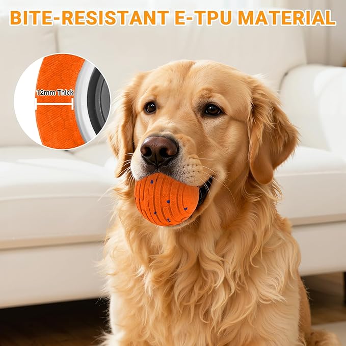 Smart Interactive Dog Toy with Remote Control, E-TPU Toy Ball for Aggressive Chewers, Automatic Moving, IPX6 Waterproof, Rechargeable Rolling Ball for Small/Medium/Large Dogs, ORG&BLU