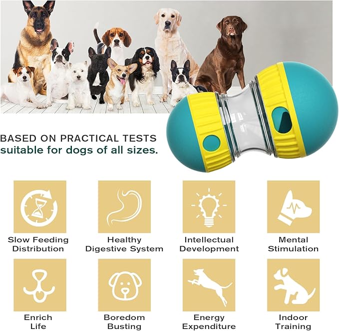 Adjustable Treat Dispensing Dog Toy - Tough Slow Feeder & Enrichment Training Toy for Small to Large Dogs - Green by BSISUERM
