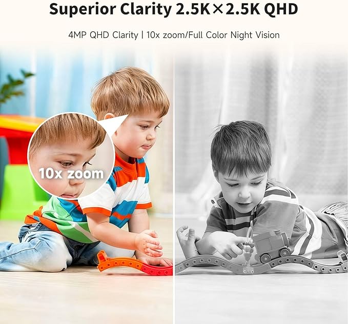 Indoor Pet Security Camera for Dog Cat, 360° Pan Tilt Baby Monitor, 2.5k Dual-Lens WiFi Camera with Phone App, 2.4G/5G WiFi, AI Human & Pet Detection,Compatible with Alexa