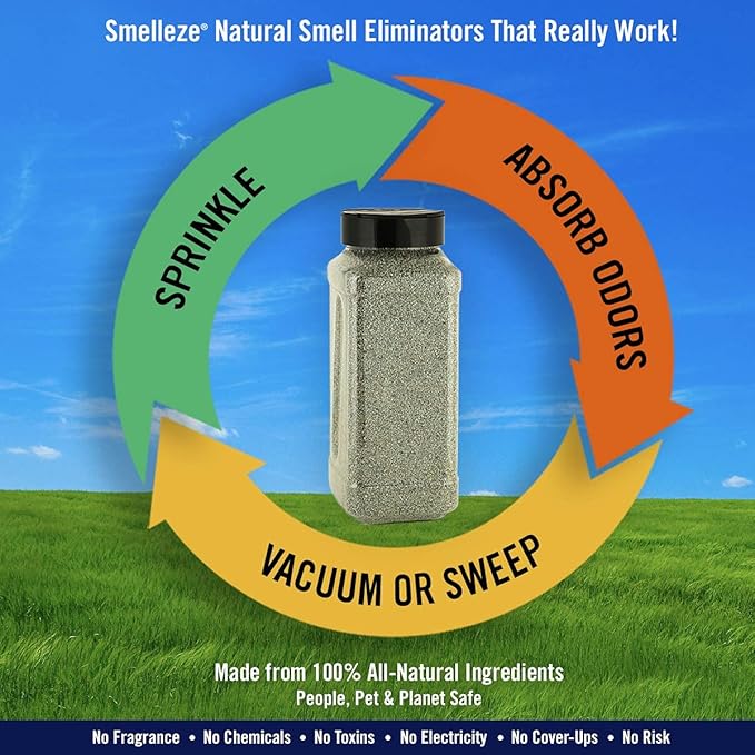 SMELLEZE Natural Urine Smell Removal Deodorizer: 2 lb. Granules Stops Urine Stench