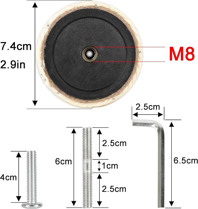 4 Pcs 2.9in 7.4cm Diameter Cat Tree Scratching Post Replacement Pole (M8, 17.7in/45cm)