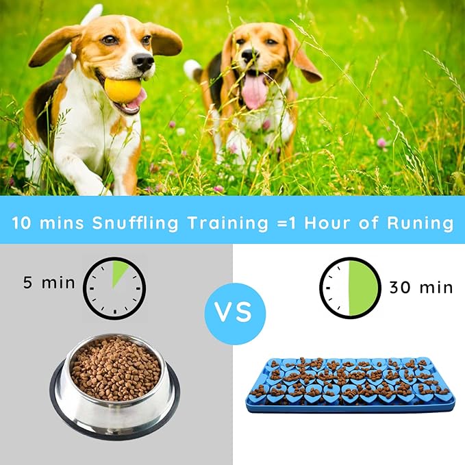 Silicone Snuffle Mat for Dogs Slow Feeder Lick Mat with Suction Cups Dogs Sniff Mat Dogs & Cats Entertainment Toys for Boredom(Blue)