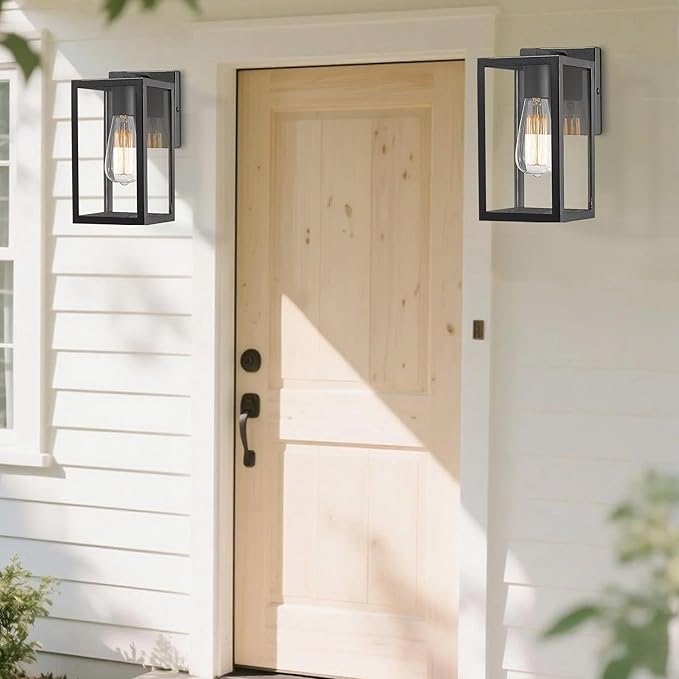 Bestshared Exterior Wall Light, Outdoor Wall Lantern, Exterior Mount Lighting Fixture, Outside Lamp for Porch, Entryway, Garage (Black, 4 Pack)