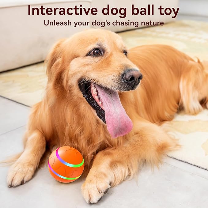 Smart Interactive Dog Ball with Remote Control - Automatic Moving Vibration Ball for Pets,Bounce, Vibrate, Rechargeable, Waterproof pet Toy,360 ° chew Resistant Material(Orange)