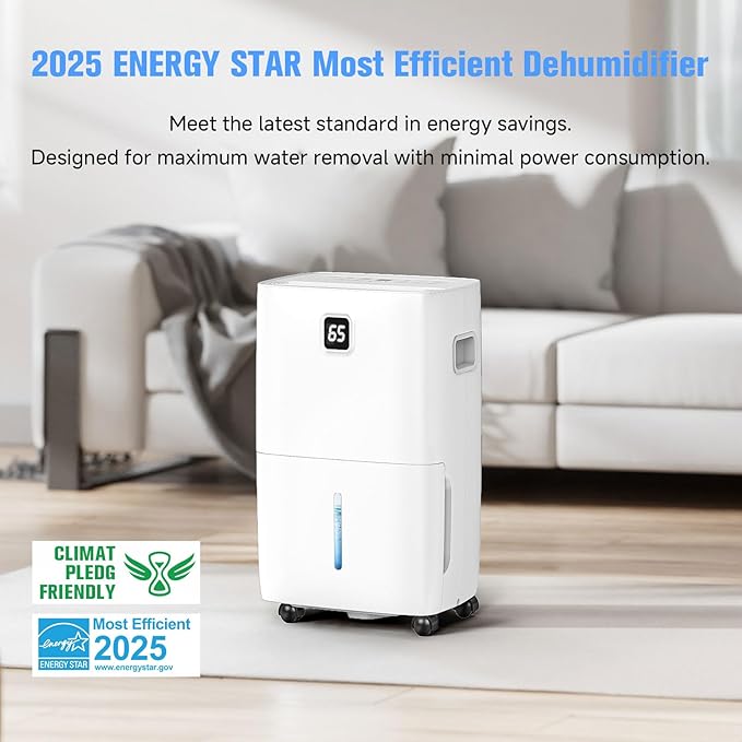 2025 Energy Star Dehumidifier 80 Pints for up to 5000 Sq.Ft, Basement & Large Room Moisture Removal with Drain Hose & 3 Modes, for Home, Bedroom, Bathroom, Garage