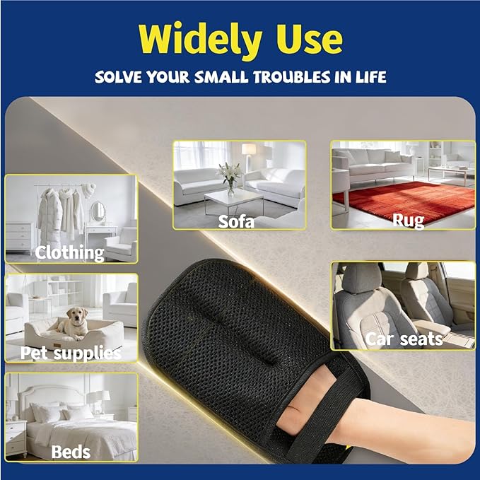2026New 4-in-1 Pet Hair Removal Kit - Refillable Lint Roller + Self-Cleaning Deshedding Comb + Electrostatic Glove + Soft Rubber Bath Brush, Multi-Surface Hair Remover for Cats/Dogs/Clothes/Yellow