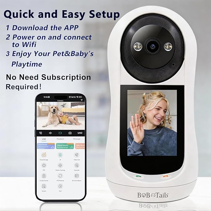 Pet Camera for Dogs Cats - 5MP 1080P Indoor Smart Camera with 360° Vision, Motion Tracking, 2-Way Audio, Human Detection & 32ft Night Vision for Baby and Pet Monitor