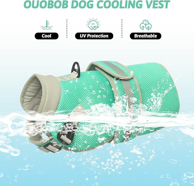 Dog Cooling Vest for Large Dogs,Lightweight Cooling Dog Jacket,Breathable Mesh Dogs Shirt Harness Vest with Adjustable Straps Reflective Stripe for Hot Weather with D-Ring for Beach,Hiking,XL