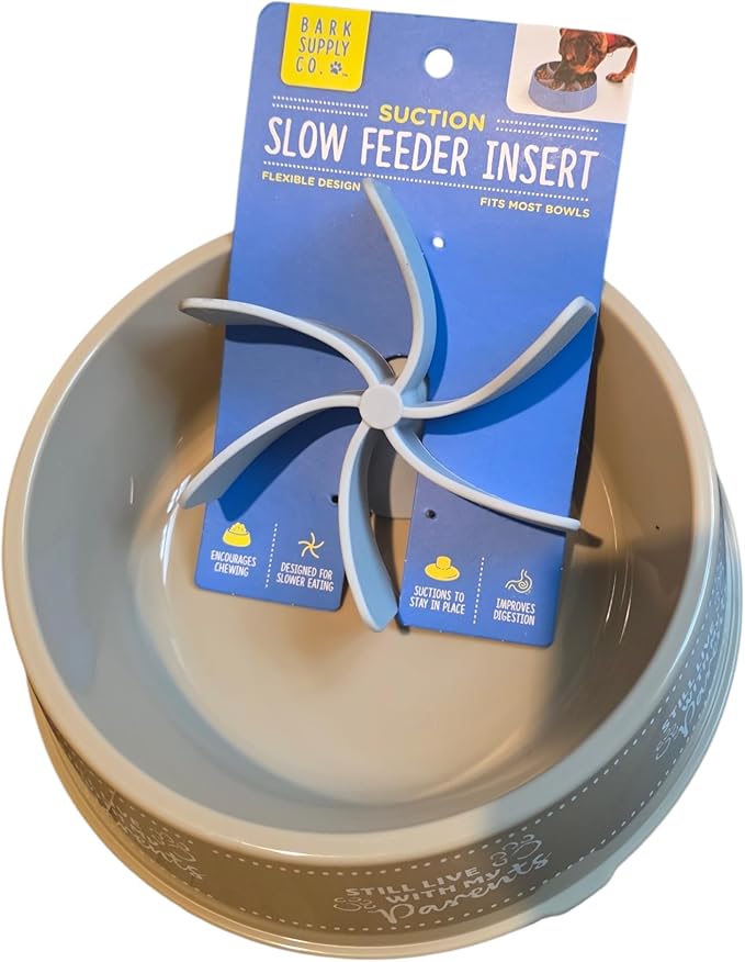 Slow Feeder Dog Bowl Set, Dog Feeding Bowl with Silicone Slow Feeder Insert, Helps Prevent Fast Eating and Improves Digestion (Nude)