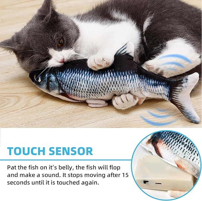 Tocirelo Interactive Cat Toys - Chirping and Flapping Bird Cat Toy & Cat Fish Toy