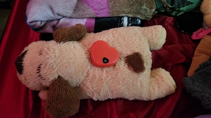 3T GROUP Heartbeat Puppy for Dogs Stuffed Animal with Heartbeat Toy for Puppy Essentials Sleep Aid Pet Behavioral Training Anxiety Relief Calming Plush Pillow(Yellow)