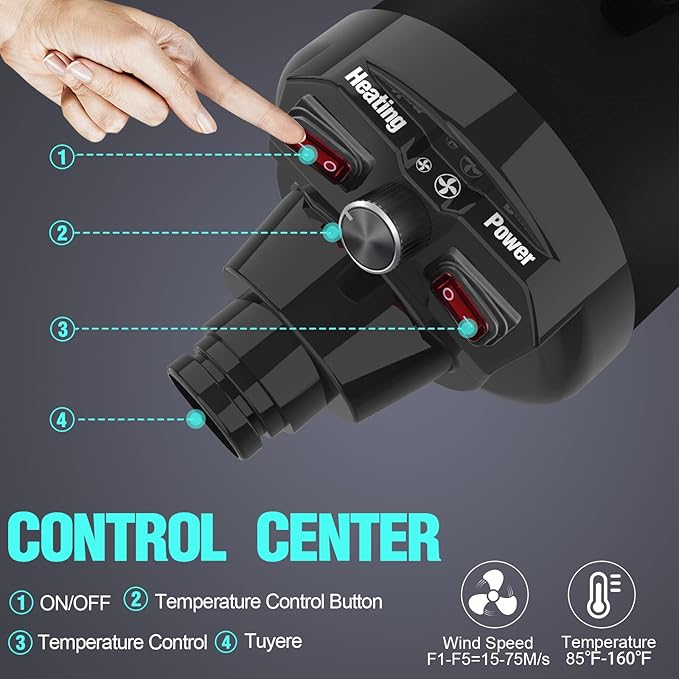 Dog Dryer, 4.5HP All-in-one Pet Grooming Dryer with Adjustable Speed and Temperature Control Dog Blow Dryer, Dog Hair Dryer with 4 Nozzle, Comb, Towel & Glove (Black)