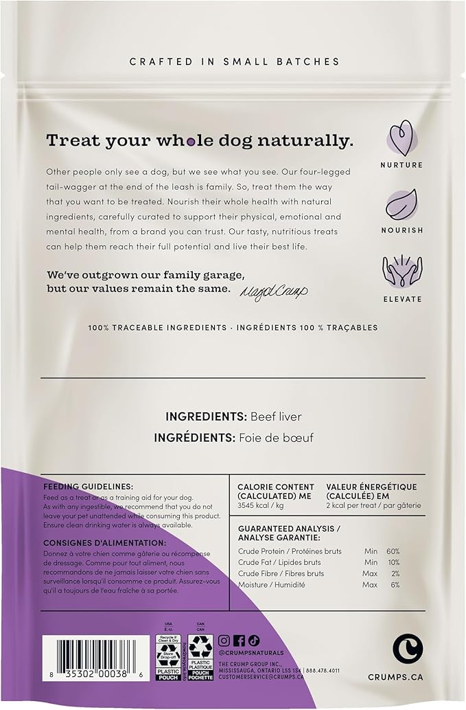 Crumps' Naturals Beef Liver Bites For Pets, 10-Ounce