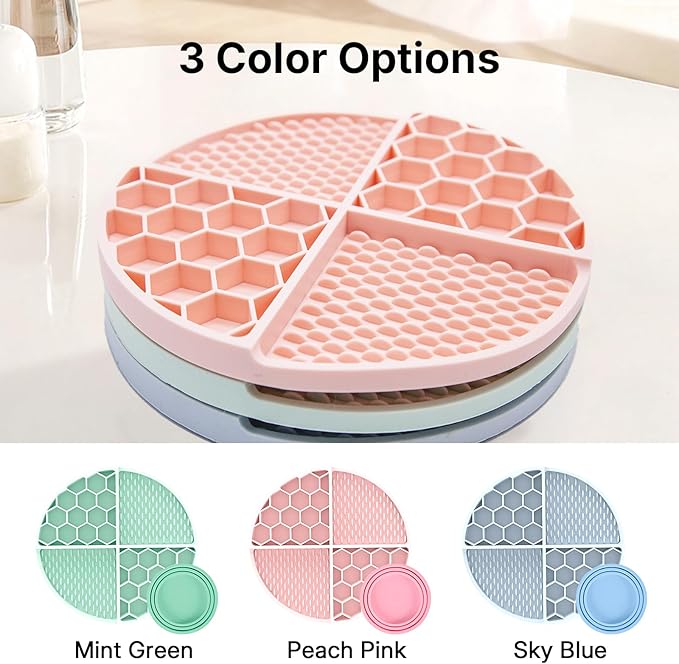 Pet Licking Mat Set with Suction Cups & Can Lid for Dogs and Cats, Food-Grade Silicone Slow Feeding Puzzle Toy, Non-Slip Dog Treat Mat for Anxiety & Boredom Relief (Sky Blue)
