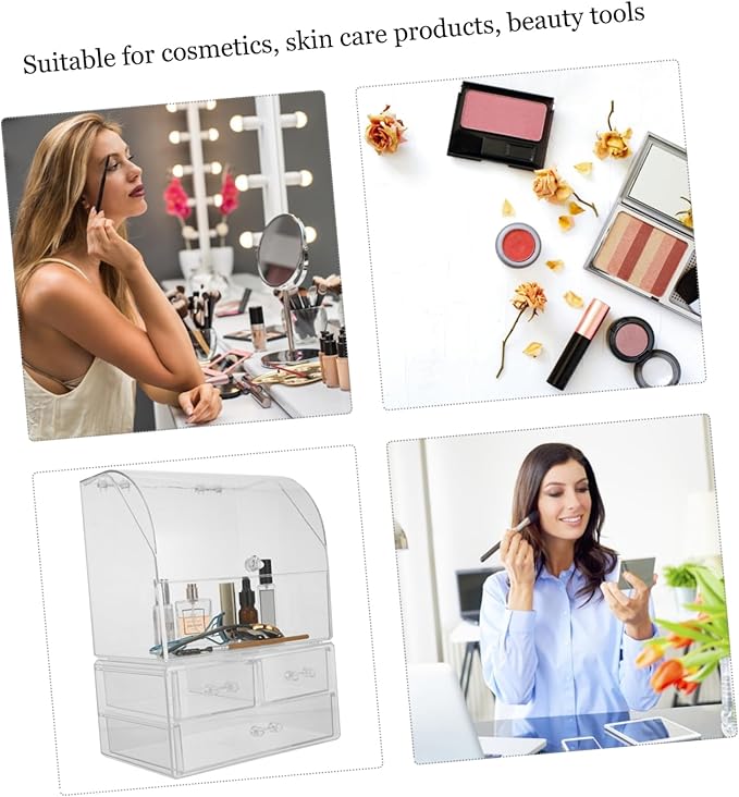 PartyKindom Cosmetic Box Lid Acrylic Desktop Organizer Storage Bin Lid Space-saving Tidy Desktop Stylish