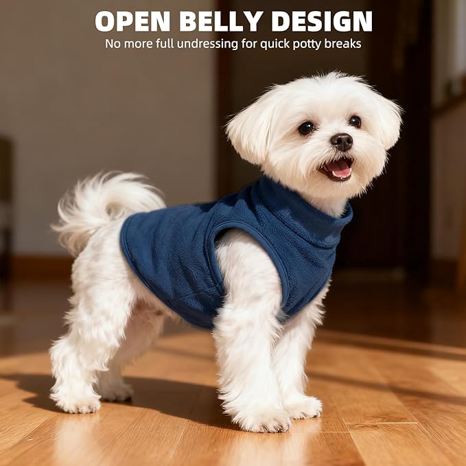 PUPTECK 3 Pack Fleece Dog Sweaters Winter Coat for Small Dogs, Pullover Jacket Pet Cat Fall Clothes Puppy Sweatshirt Soft Warm Vest for XS S Medium Dogs, Navy&Blue&Light Blue, L